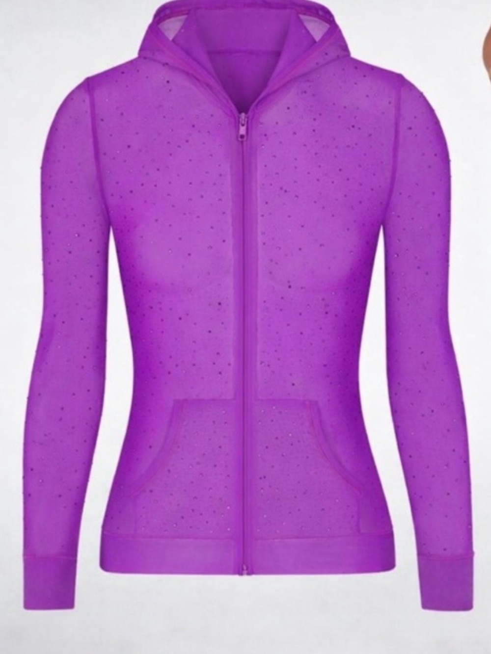 NWT Skims Mesh Rhinestone Swim Cover up Zip Up Jacket Violet | Medium
